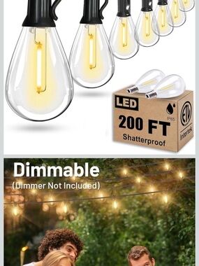 2 sets of 200 ft LED Dimmable Outdoor String Lights - Warm https://www.zillow.co